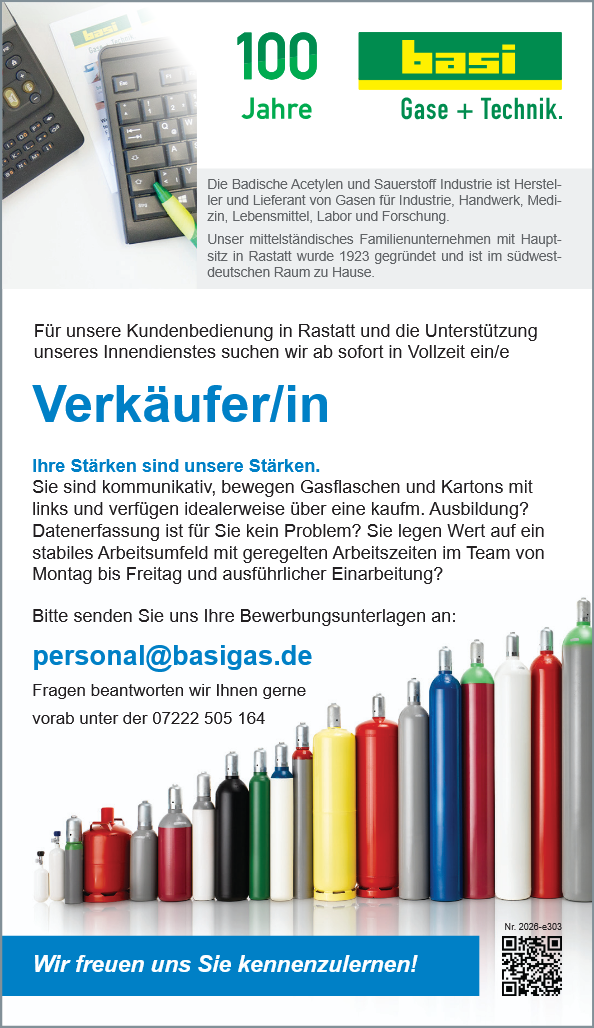 Anzeige Verkäufer/in